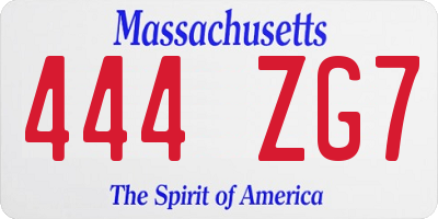 MA license plate 444ZG7