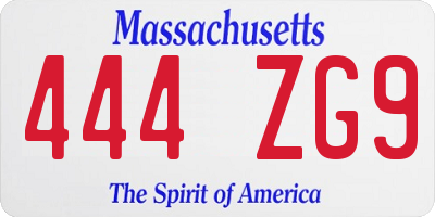 MA license plate 444ZG9