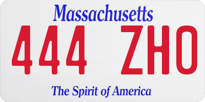 MA license plate 444ZH0