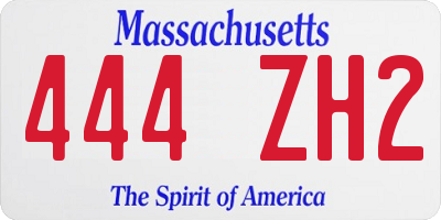 MA license plate 444ZH2