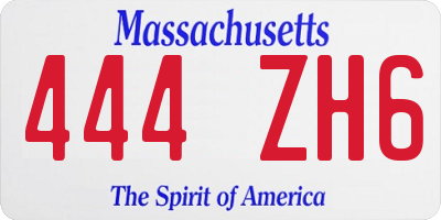 MA license plate 444ZH6
