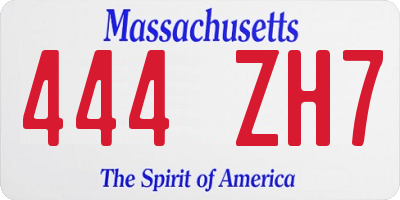 MA license plate 444ZH7