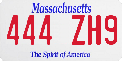MA license plate 444ZH9