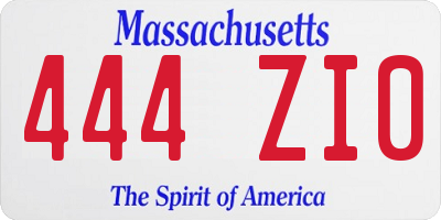 MA license plate 444ZI0