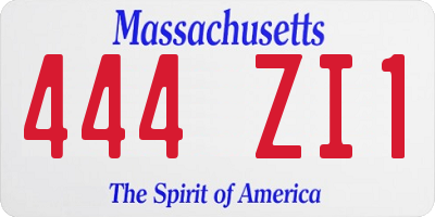 MA license plate 444ZI1