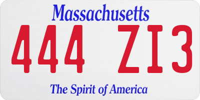 MA license plate 444ZI3