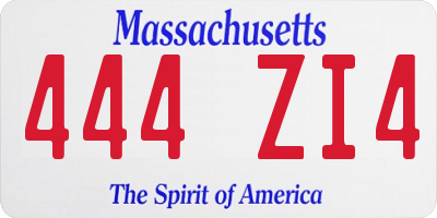 MA license plate 444ZI4
