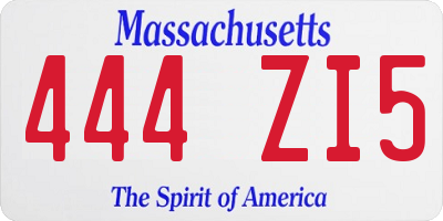 MA license plate 444ZI5