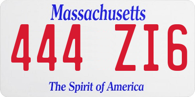 MA license plate 444ZI6