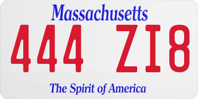 MA license plate 444ZI8