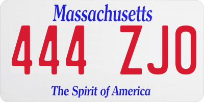 MA license plate 444ZJ0