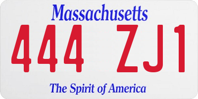 MA license plate 444ZJ1