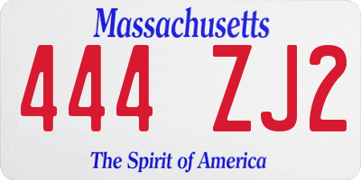 MA license plate 444ZJ2
