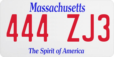 MA license plate 444ZJ3