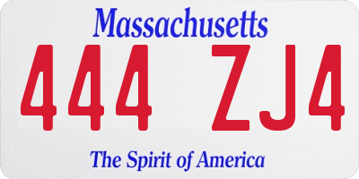 MA license plate 444ZJ4