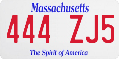 MA license plate 444ZJ5