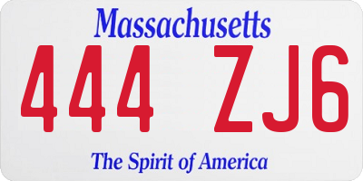 MA license plate 444ZJ6