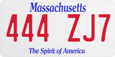 MA license plate 444ZJ7