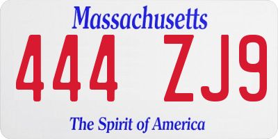 MA license plate 444ZJ9