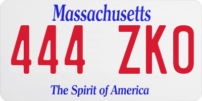 MA license plate 444ZK0