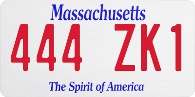 MA license plate 444ZK1
