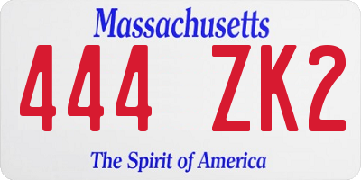 MA license plate 444ZK2