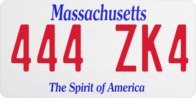 MA license plate 444ZK4