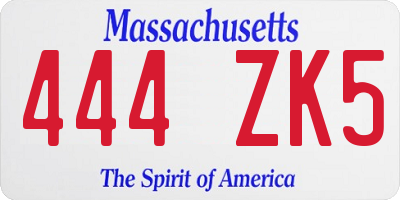 MA license plate 444ZK5