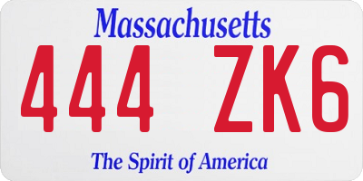 MA license plate 444ZK6