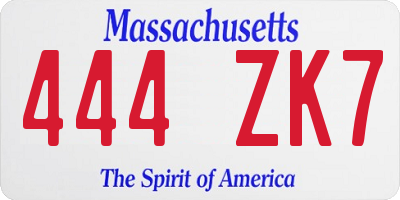 MA license plate 444ZK7
