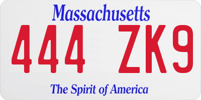 MA license plate 444ZK9