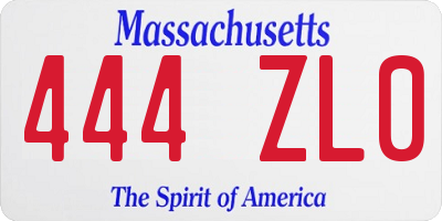 MA license plate 444ZL0