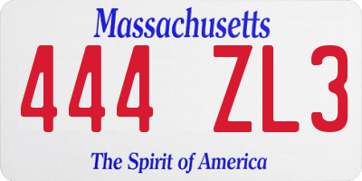 MA license plate 444ZL3