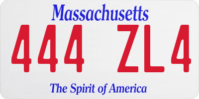 MA license plate 444ZL4