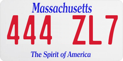 MA license plate 444ZL7
