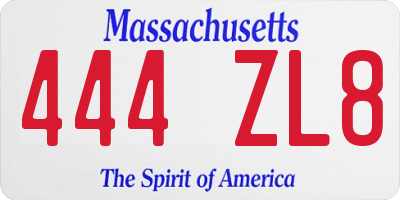 MA license plate 444ZL8