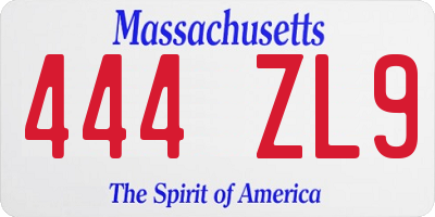 MA license plate 444ZL9