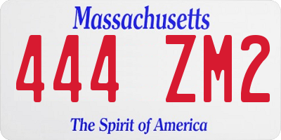 MA license plate 444ZM2