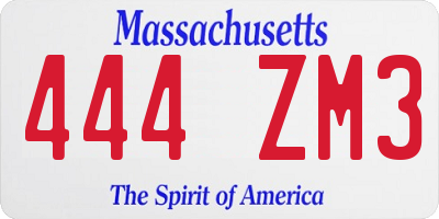 MA license plate 444ZM3