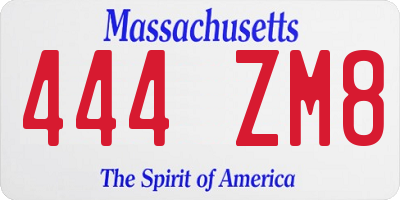 MA license plate 444ZM8