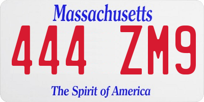MA license plate 444ZM9