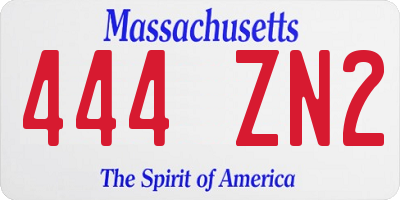 MA license plate 444ZN2