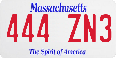 MA license plate 444ZN3