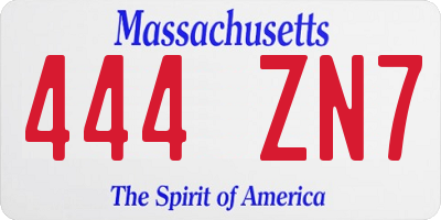 MA license plate 444ZN7