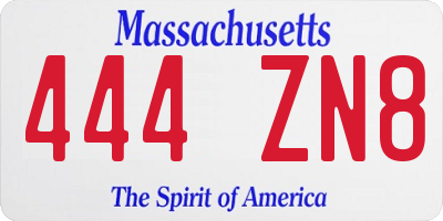 MA license plate 444ZN8