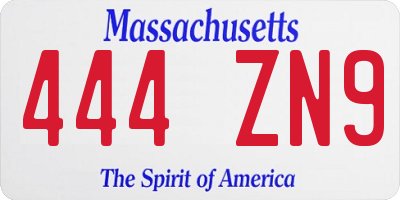 MA license plate 444ZN9