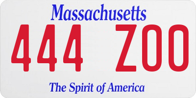 MA license plate 444ZO0
