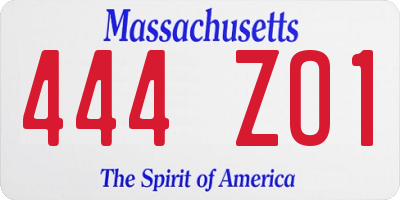 MA license plate 444ZO1