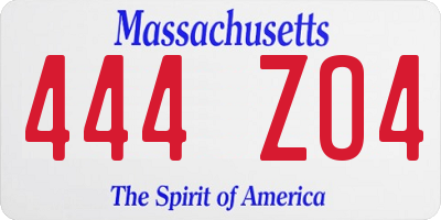 MA license plate 444ZO4