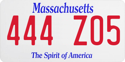 MA license plate 444ZO5